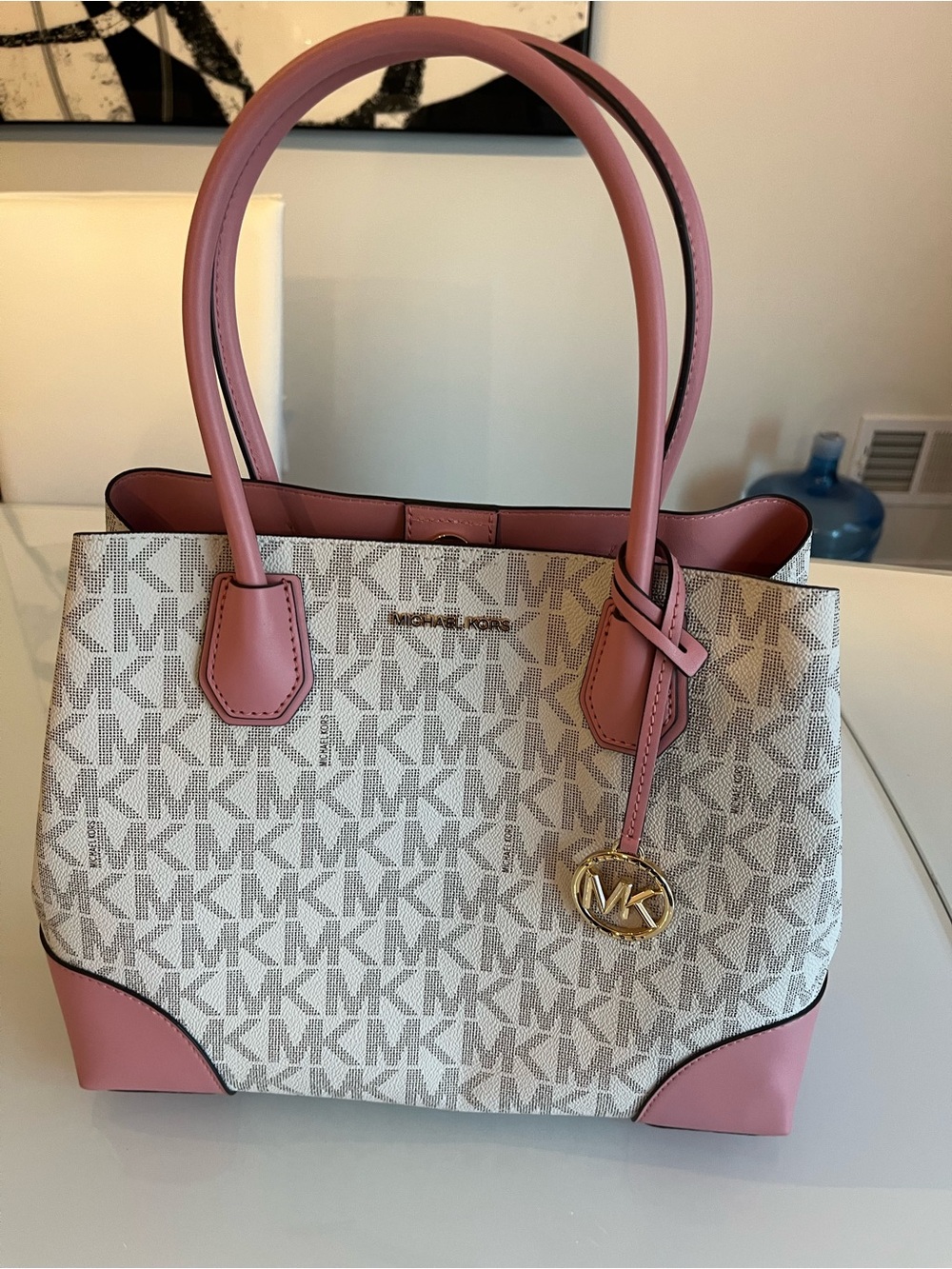 Michael Kors Pink and Signature MK Canvas Tote NWOT